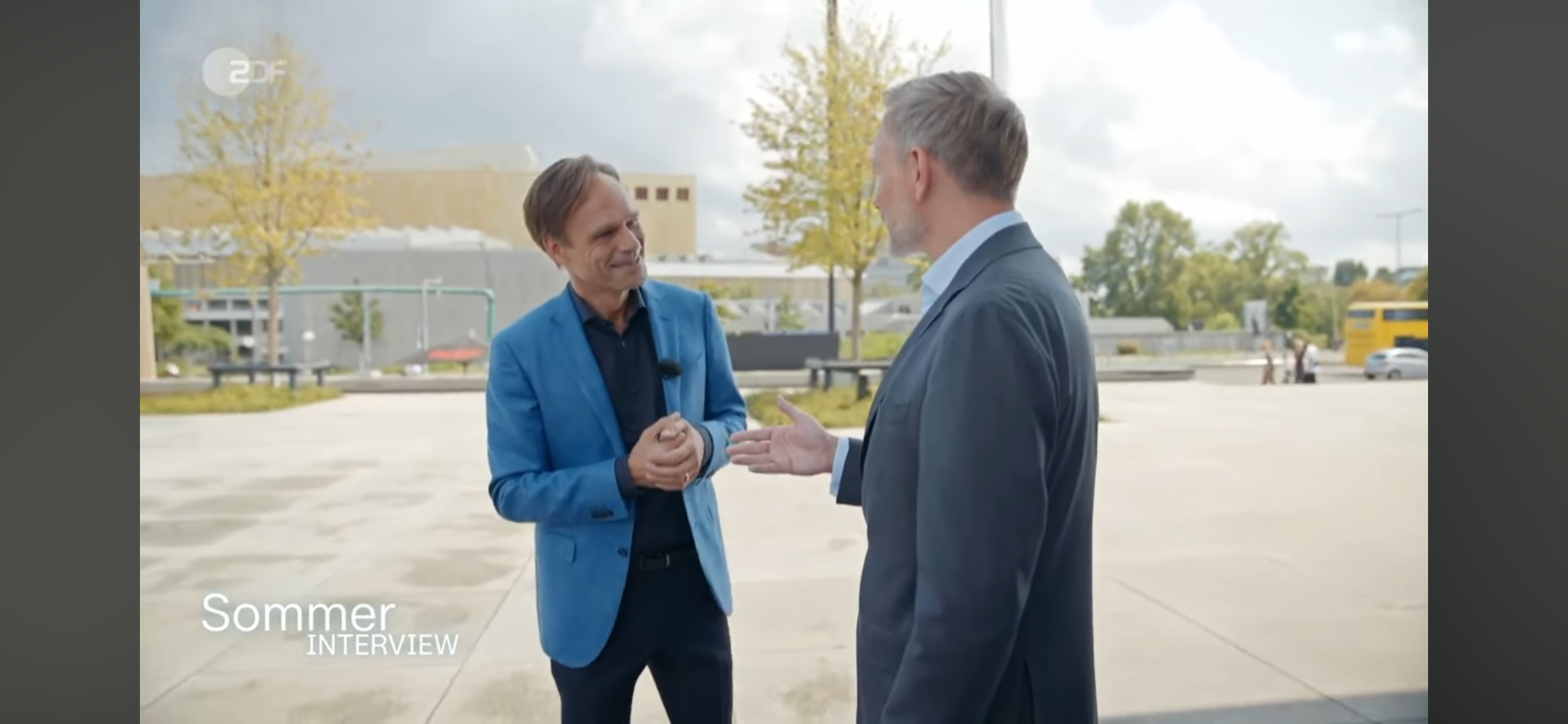 Christian Lindner und Wulf Schmiese ZDF-Sommerinterview